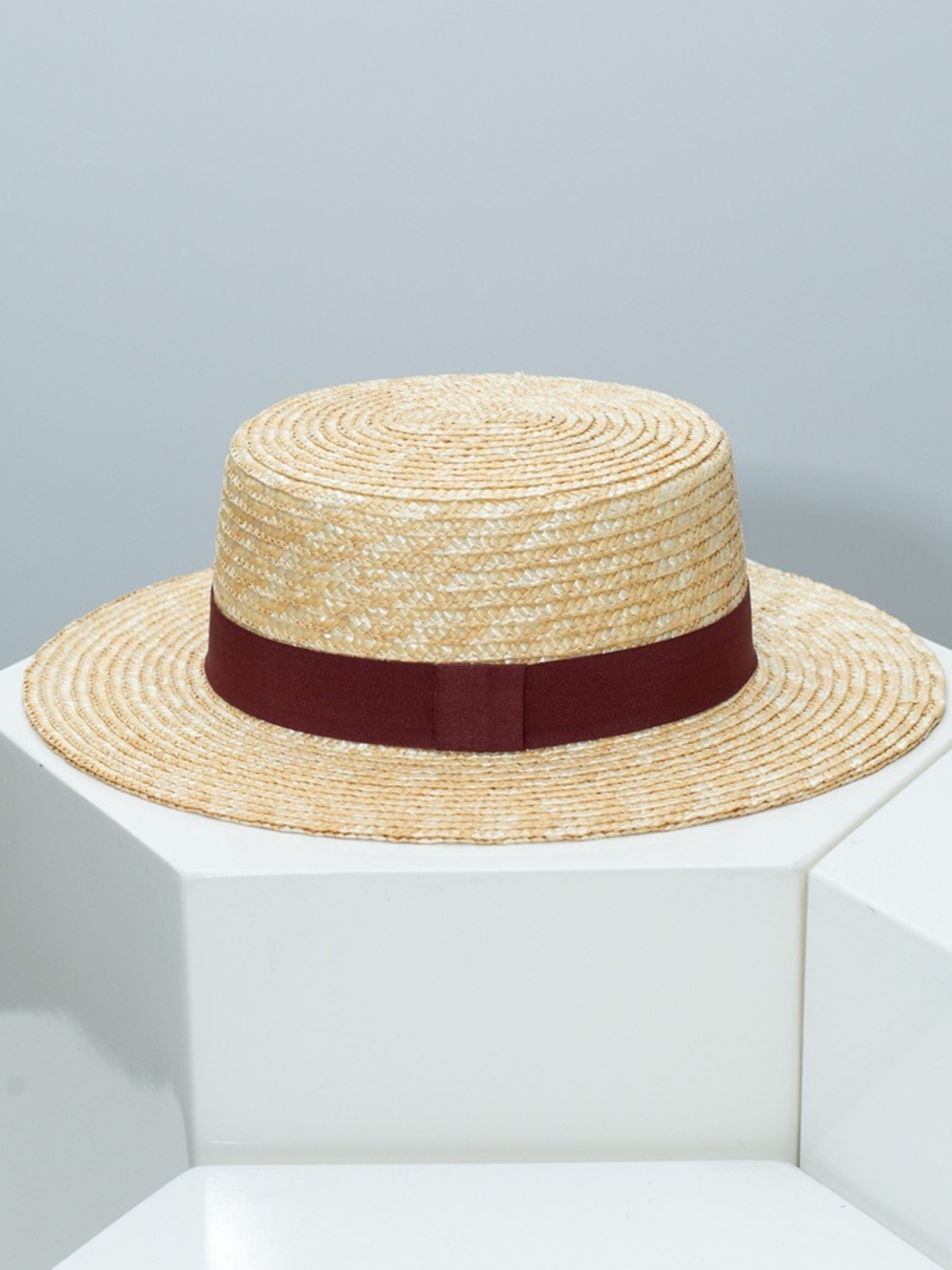 Straw Boater Hat with Ribbon - Picture 8 of 11